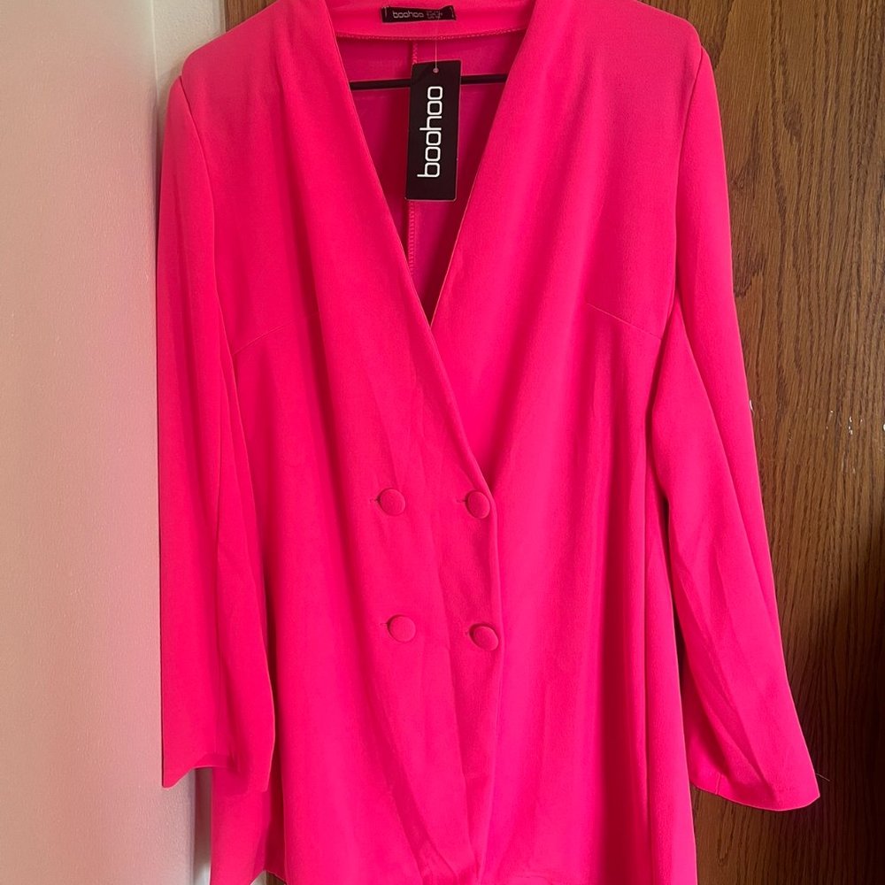 Boohoo Neon Pink Blazer Dress